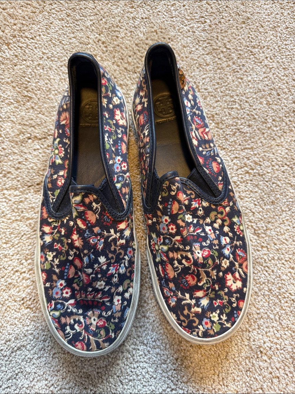 Tory Burch Navy Floral Slip-On Sneakers